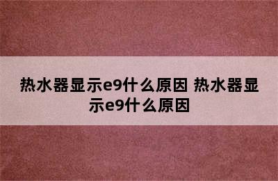 热水器显示e9什么原因 热水器显示e9什么原因